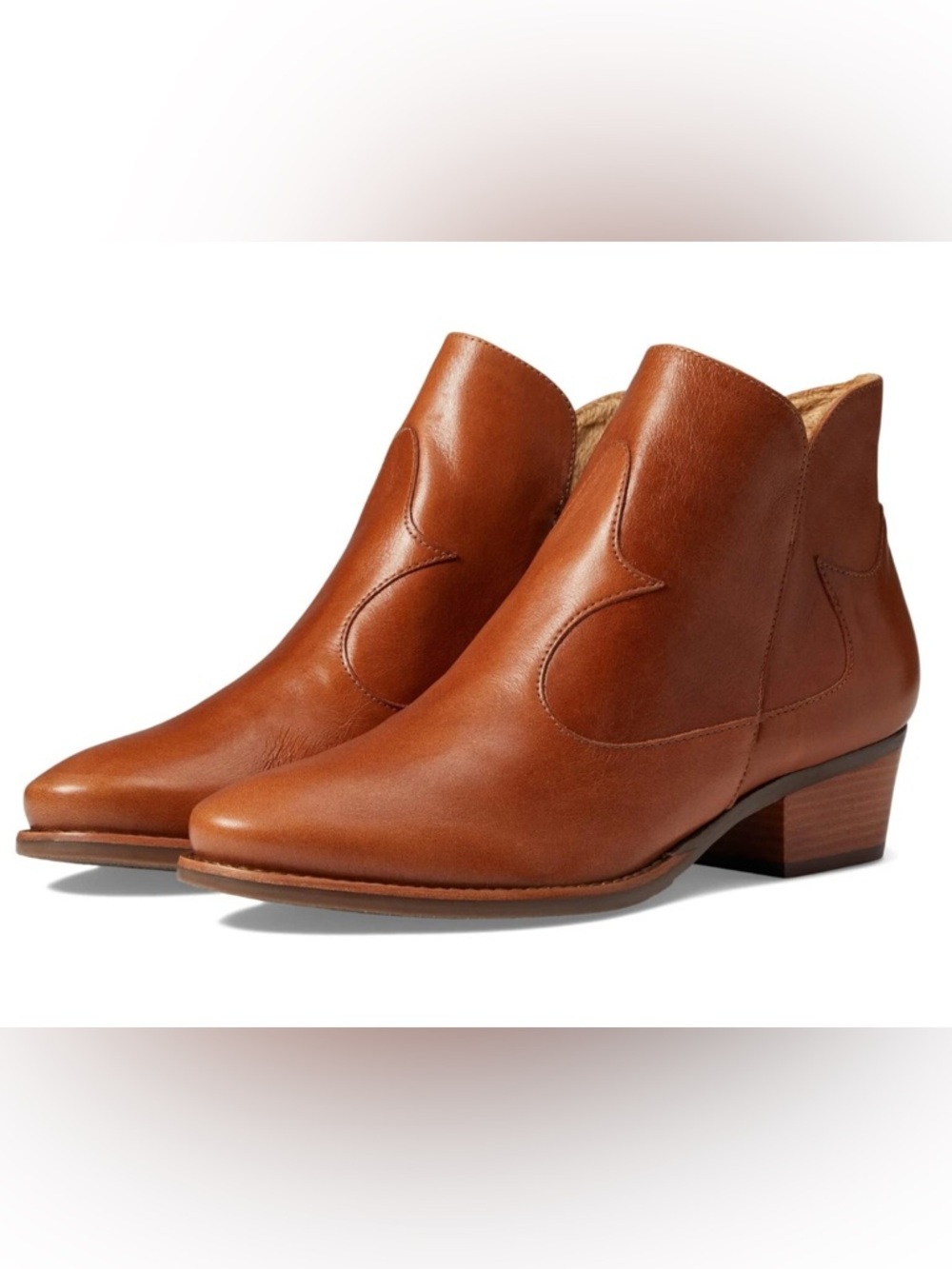 Women’s Brown Leather Western Ankle Boots 10 Wide